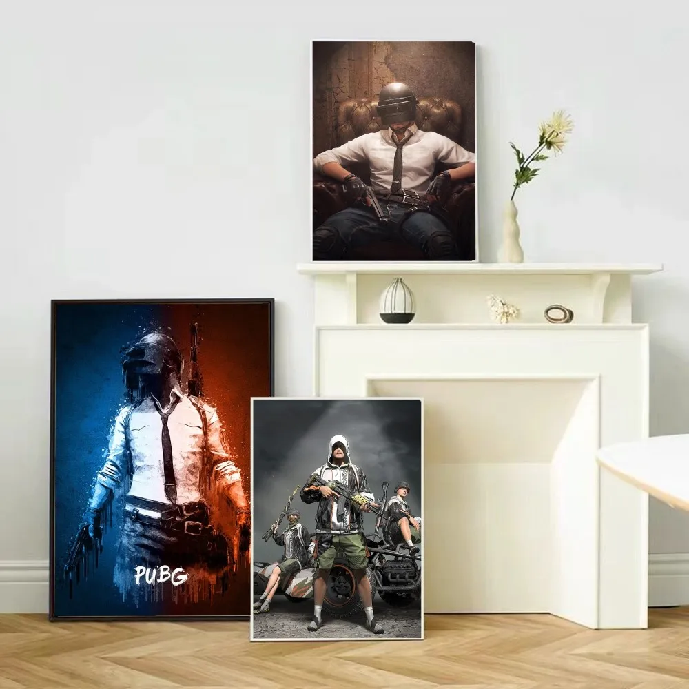 P-PUBG GAME Poster DIY Sticky Poster Waterproof Paper Sticker Coffee House Bar Home Decor