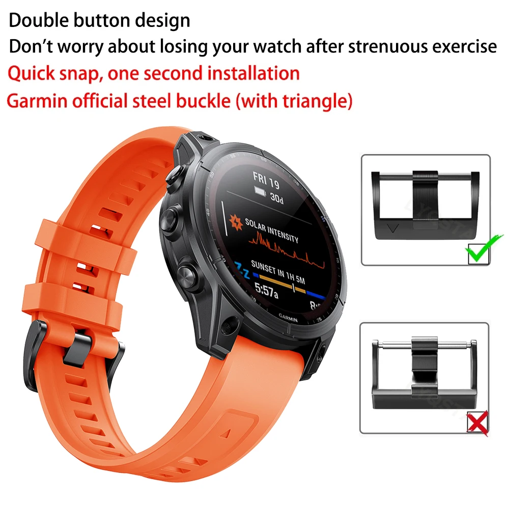 Per Garmin Fenix 8 51mm/47mm cinturino in silicone per Fenix E/7 7X/6 6X/5 5X Plus/Epix Pro Gen 2/Enduro/Descent Quickfit cinturino