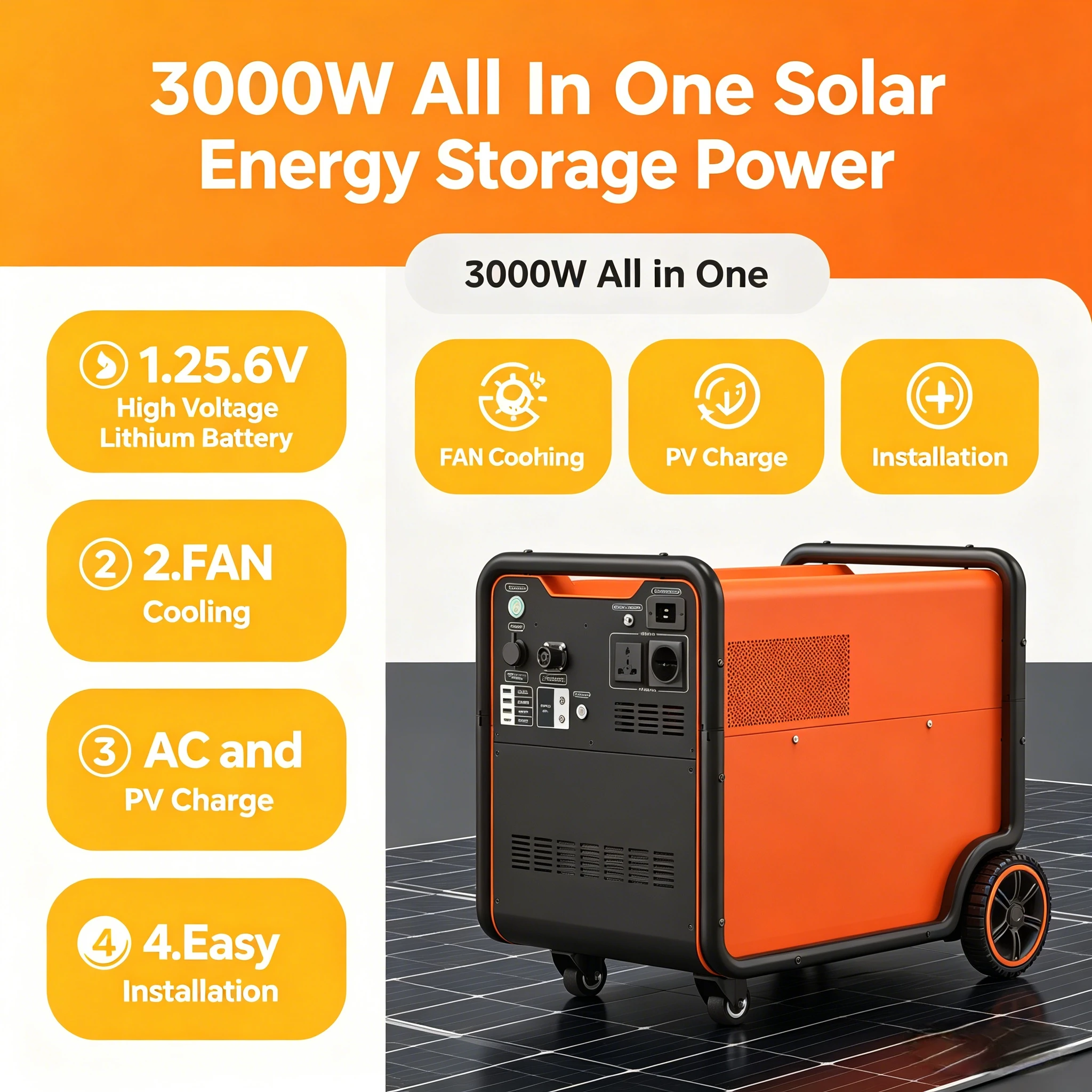 AL Supply All In One Pure Sine Wave Hybrid Grid Energy Storage Power Station Portable 4000W For Electric Car Home Outdoor Use