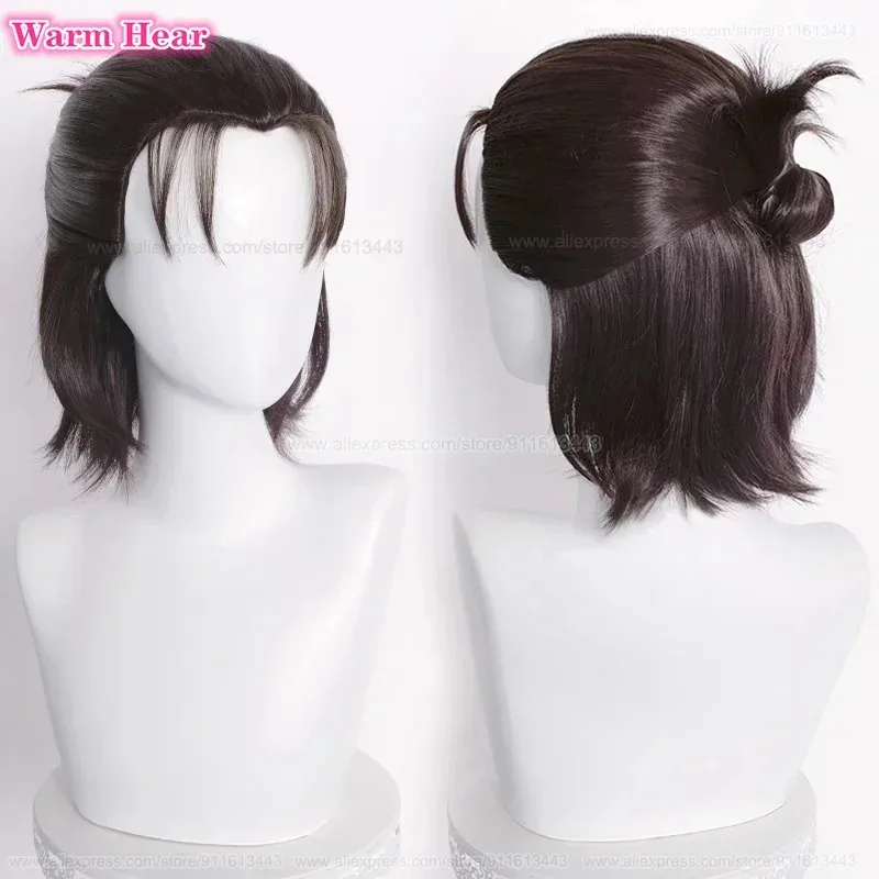 عالية الجودة Zeke Jaeger الاصطناعية 30 سنتيمتر الذهبي مركز الجزء تأثيري أنيمي شعر مستعار مقاومة للحرارة الشعر هالوين حزب الباروكات FB ؛ 78KD ، ؛ G