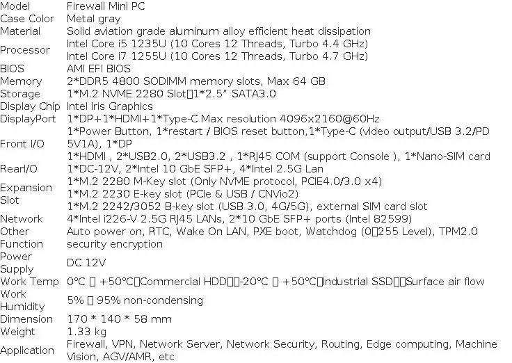 Topton 12th Gen Fanless Firewall PC 2x10G SFP 4x2.5G NICs Intel I7 1255U I5 1235U Industrial Mini PC Computer PfSense NAS Server