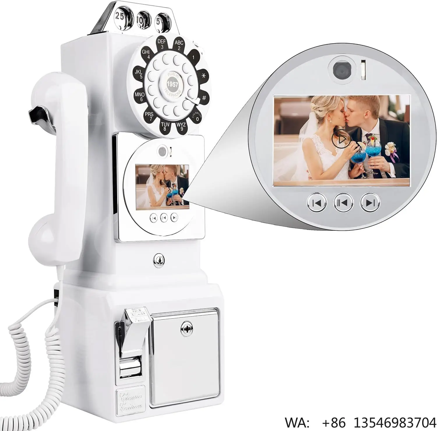

Classic Retro Audio Message Book Phone Corded Telephones for Guestbook Birthday Party Banquet Voice Check-In Video Guestbook