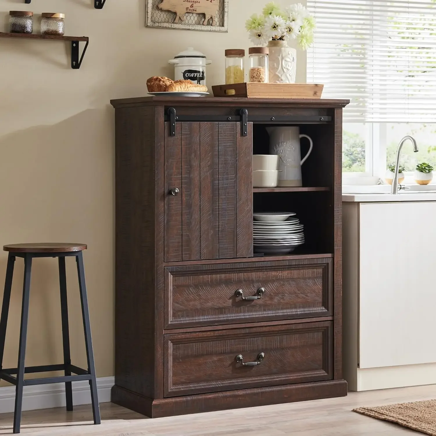 Farmhouse Buffet Cabinet with Storage, 47