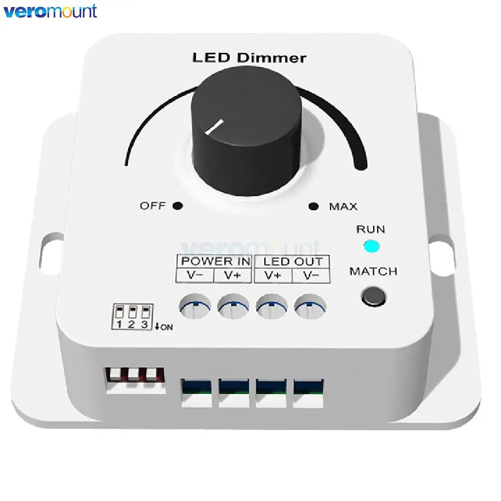 Skydance V1-KC Rotary LED Dimmer 12-48V DC 1CH*8A 5 Levels Light Gradient Speed for Single Color LED Strip Tape 0-100% Dimming