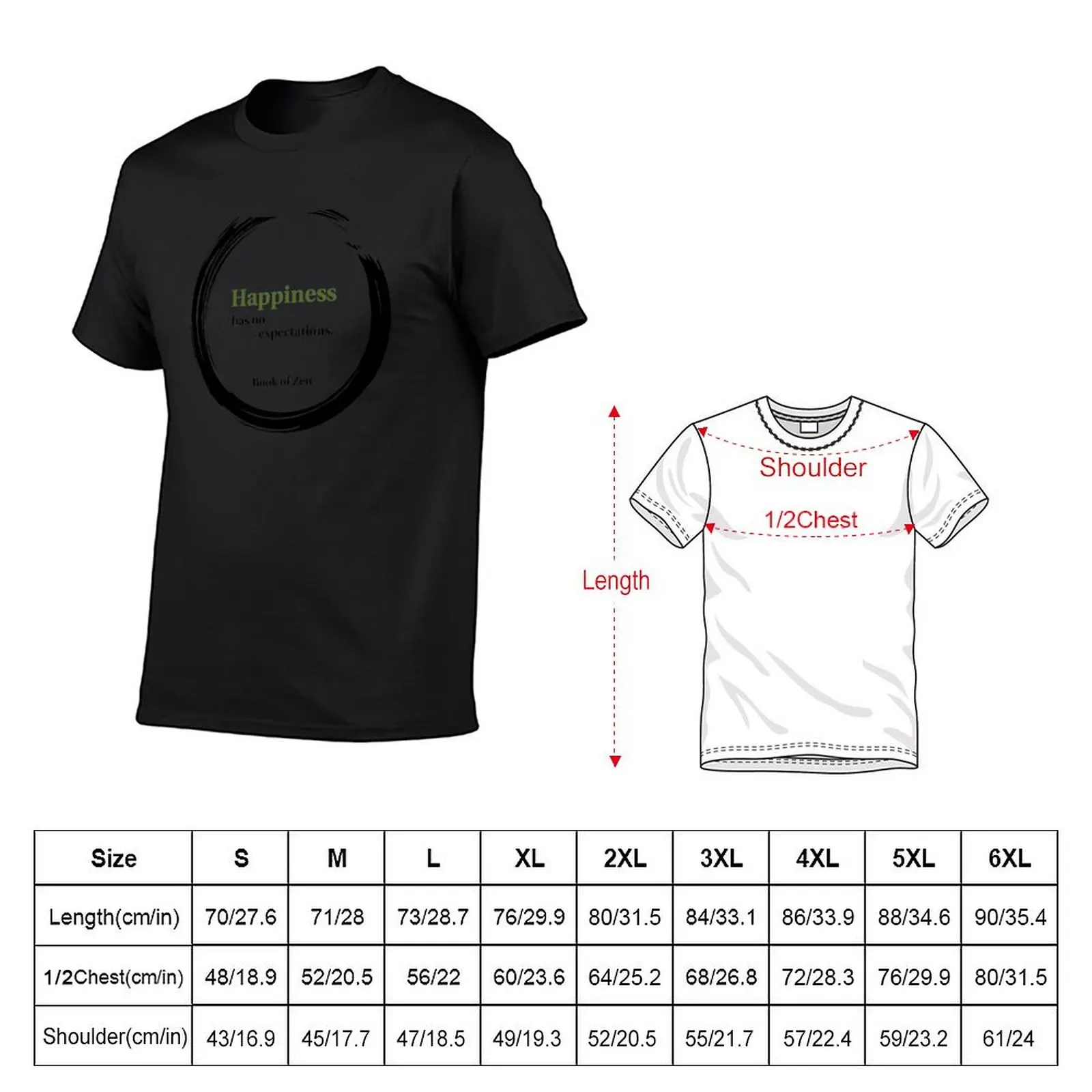 Zen Felicidade citação T-Shirt, T gráfico extragrande, T-shirt dos homens, T gráfico