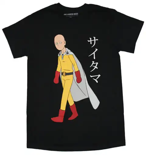 

Oe Punch Man Mens T-Shirt - Bored Walking Satiama Kanji Image cotton shirt