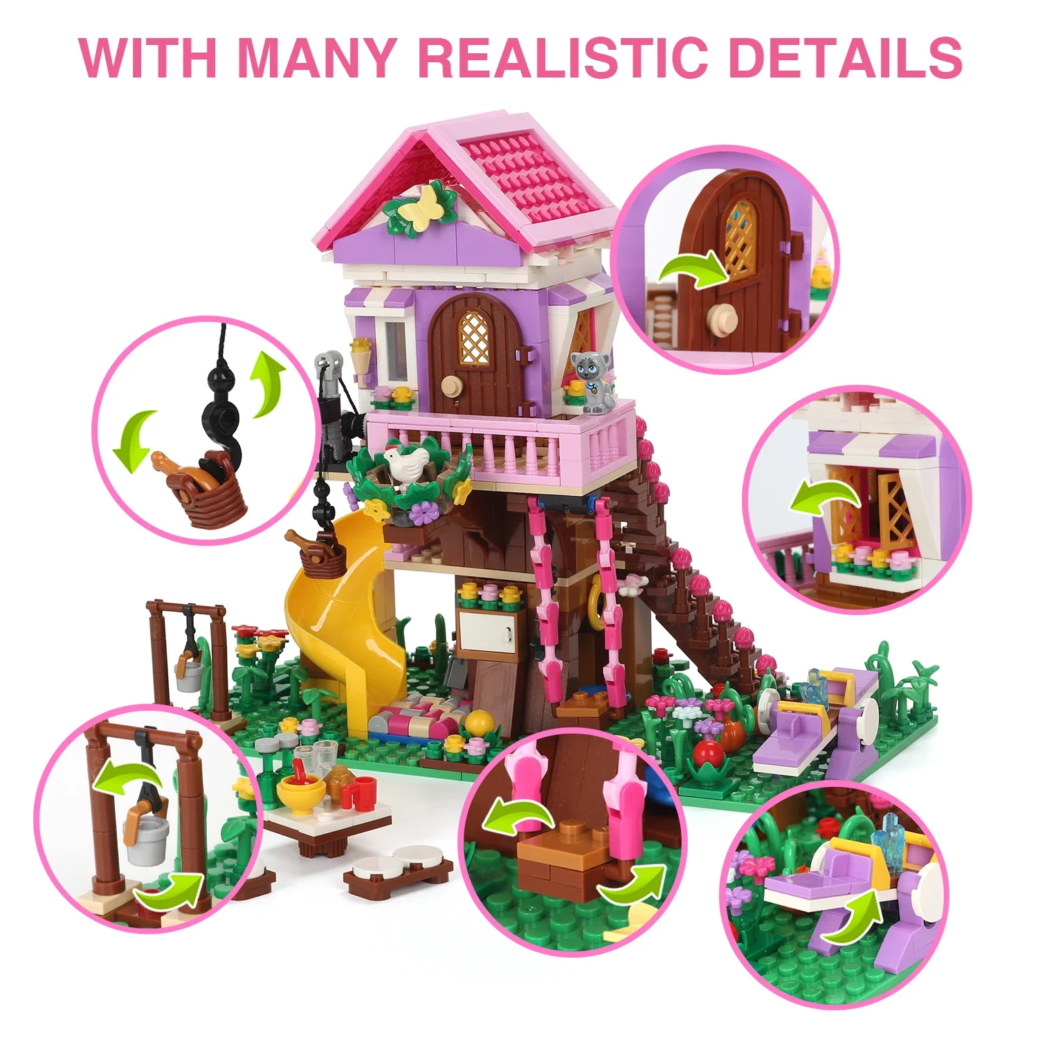 DIY الإبداعية الأصدقاء الصداقة منزل اللبنات الصيف شجرة التخييم لعبة مجسمة هدايا عيد الميلاد للأطفال #4