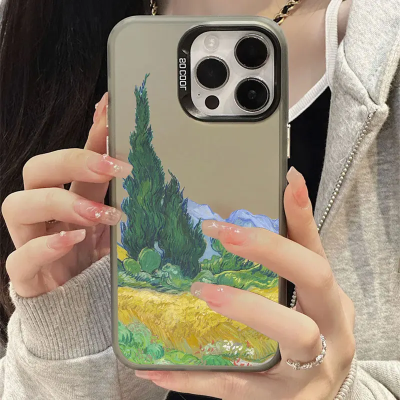 Van Gogh Oil Painting Sunflower Coque For iPhone 16 Pro Case 14 11 13 15 Pro Max 12 Mini XS 16 Plus Phone Cases Shockproof Cover