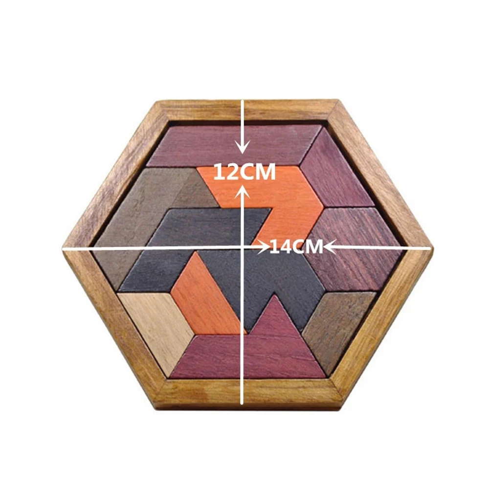 Puzzle Game Hexagonal Geometric Shape Puzzles Board IQ Brain Teaser Tangram Board Educational Toys