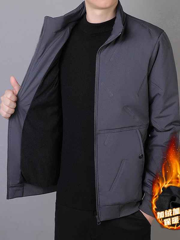 

Men's Fce Lined Thiened Cotton Jaet Stand Collar Casual Sle Winter Warm Outerwear Stand Fit Faion Urban Youth