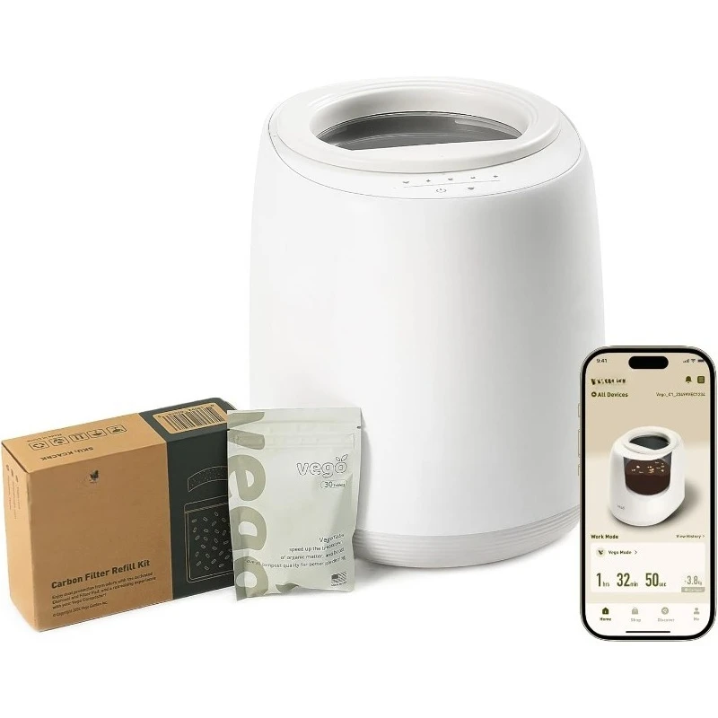 

Kitchen Composter, 4L Electric Composter Countertop 5 Modes Weight-Based Smart Compost Bin with App Odorless Auto-Cleaning