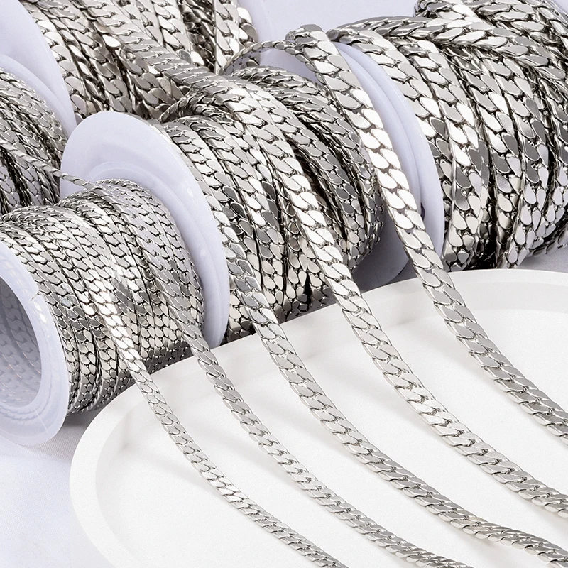 

1Meter Stainless Steel Tight Four Sided Grinding Chain For Jewelry Making Supplies DIY Necklace Bracelet Fashion Cuba Accessorie