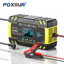 12V 8A/24V 4A Car Battery Charger Automatic Start Fast Charger Use For Car Motorcycle Truck AGM Deepcycle GEL Lead-Acid Battery