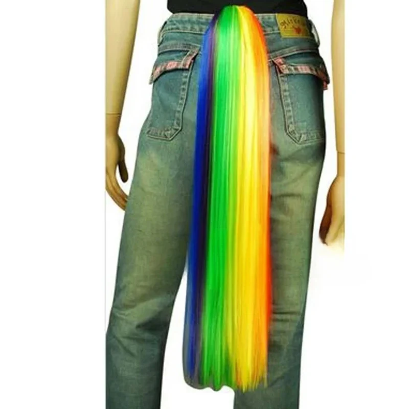 Pelucas de disfraz de Cosplay de pelo sintético multicolor de Anime Rainbow Dash pelucas de fibra resistentes al calor