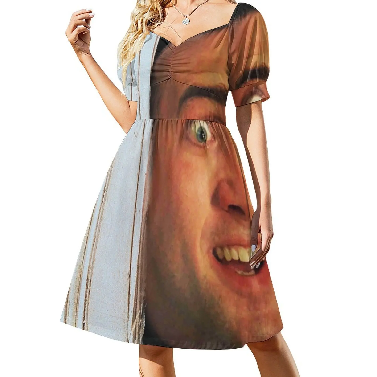 Nicolas Cage, shining, here's Johnny scene, funny meme Short-Sleeved Dress dresses for official occasions sexy dress