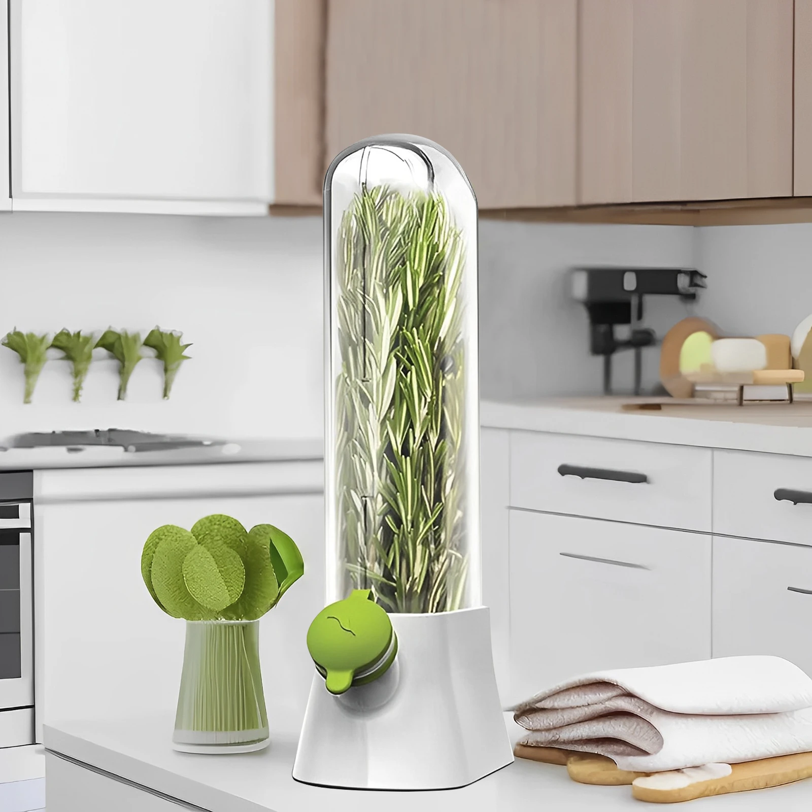 4/1PC Herb Freshkeeping Box Fresh Vegetable Storage Container Cup Home Decor Kitchen Gadget Device for Fridge Herb Keeper Bottle