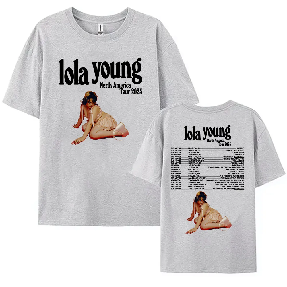 لولا يونغ أمريكا الشمالية جولة 2025 تي شيرت شيء واحد الجرافيك الطباعة بلايز القطن الصيف فضفاض الذكور تي شيرت موضة المرأة المحملة #6