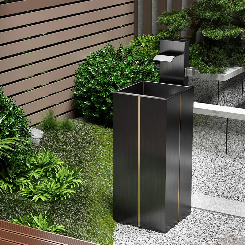 Square stainless steel sink basin outdoor balcony outdoor anti-freezing column basin courtyard black sink pool