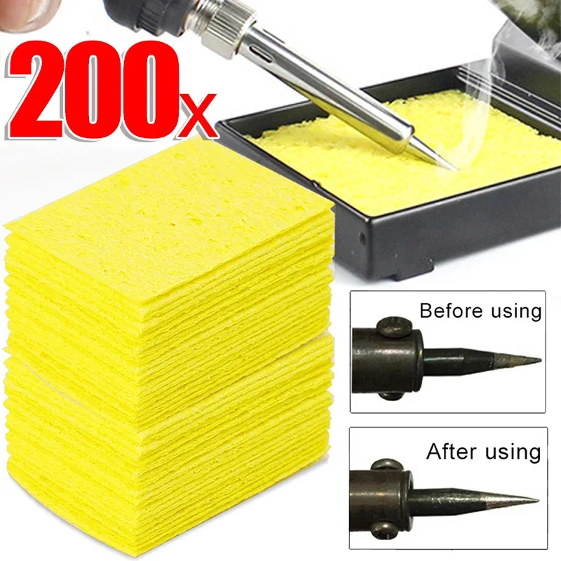 

5/200pcs Soldering Iron Tips Cleaning Sponge Cleaner High Temperature Enduring Condense Sponge For Welding Tips Cleaining Tools