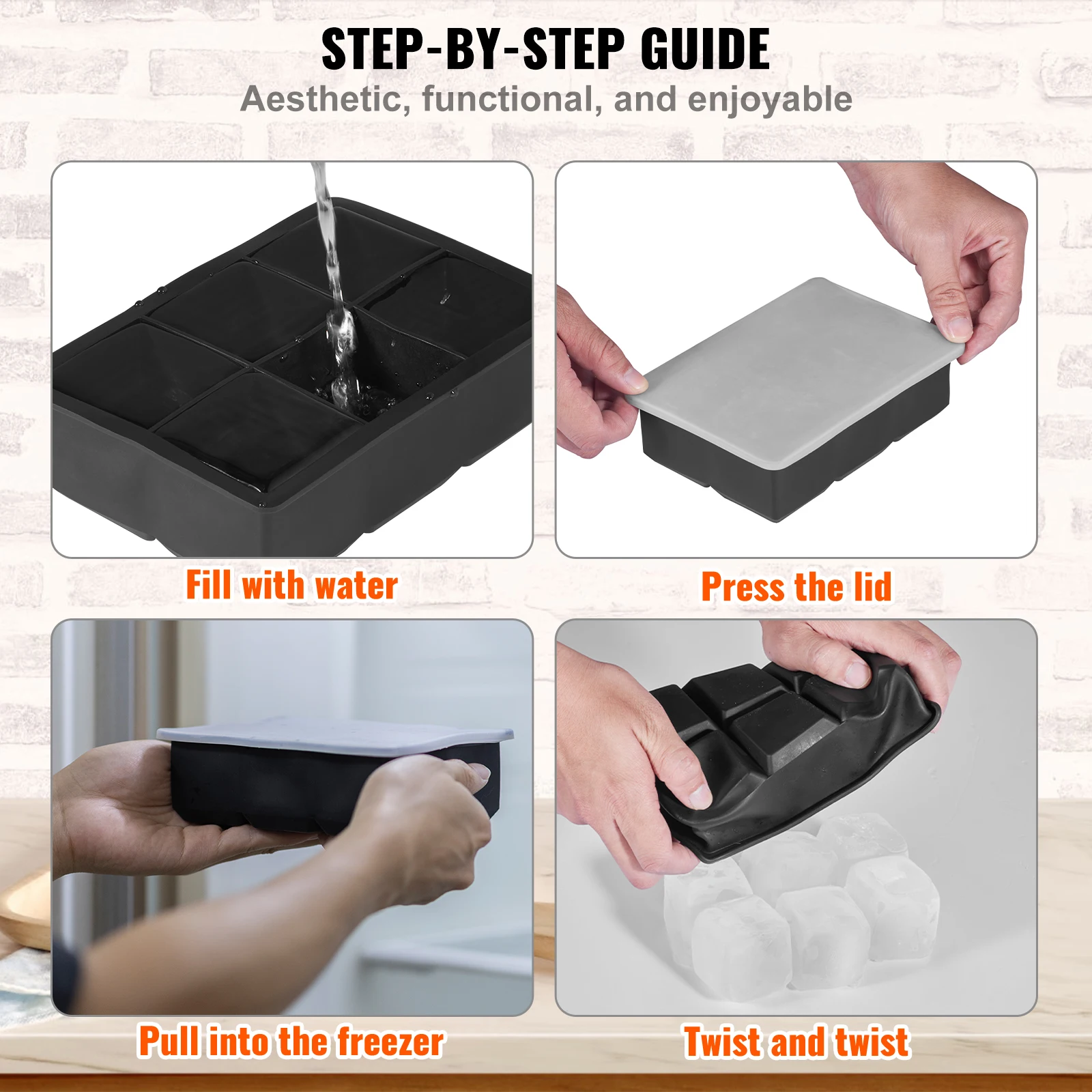 صواني مكعبات الثلج ، كومبو مع كرة سيليكون ، صانع كرات الثلج ، مربع كبير وغطاء ، 2 في 1