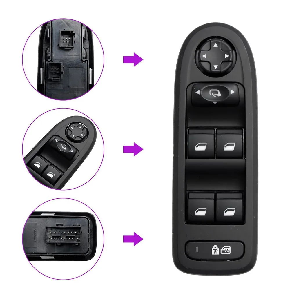 For Peugeot 308 508 C5 2007 2008 2009 2010-2018 Electric Power Lifter Window Control Switch Button Replacement 96644917XT
