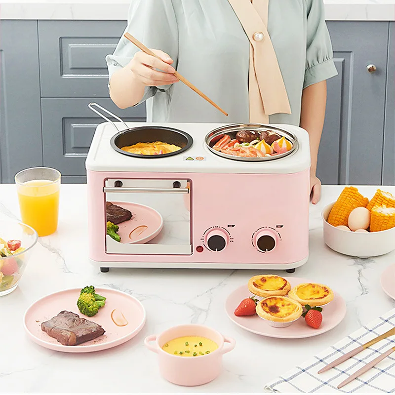 New Household Pink Breakfast Maker 4 In 1 Steaming Multi Function Bread Maker Food Steamer Breakfast Maker Machine