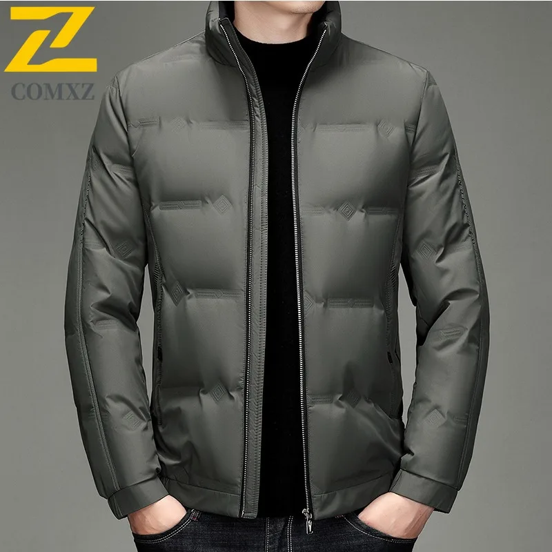 COMXZ 2025 Mens Winter Fleece Thick Puffer Softshell Jacket Outdoor Business Elderly Father Warm Tactics lightweight Windbreaker