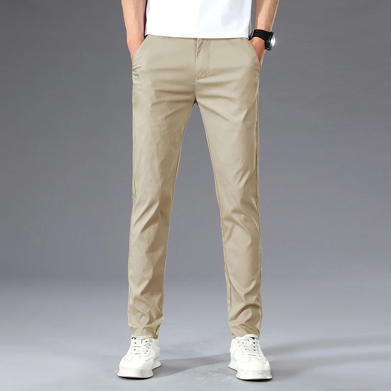 Calça leve casual masculina, calça clássica, reta, faixa de elástico na cintura, preta, cinza, calça masculina, tendências, estilo verão, 2022