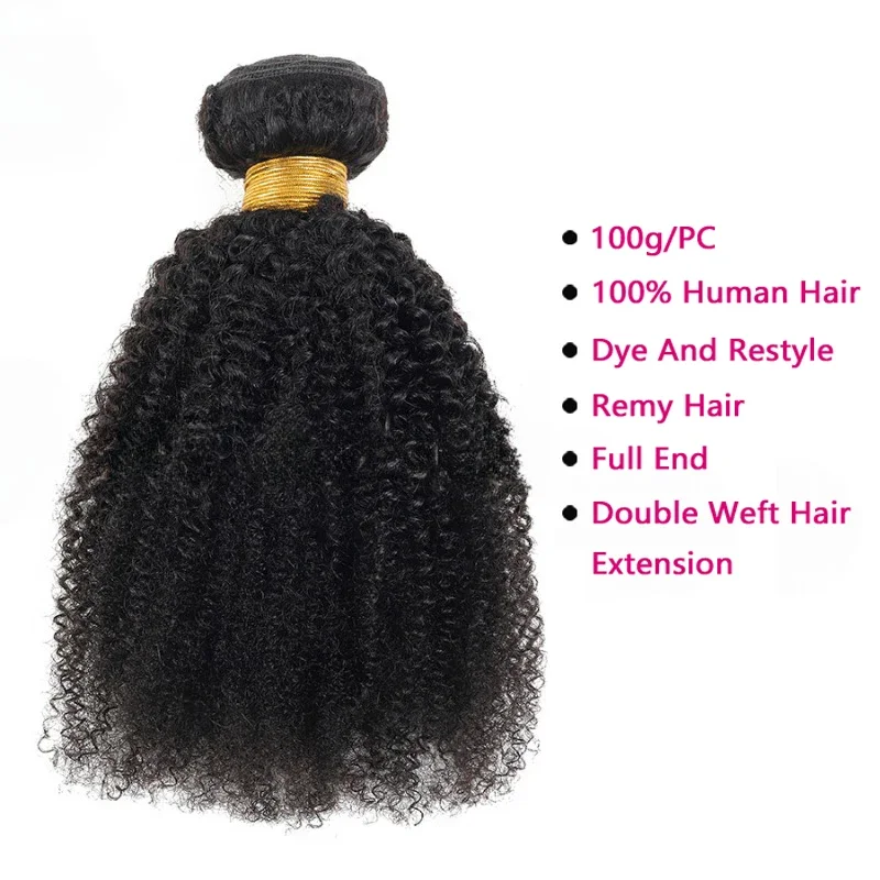 Afro Kinky Curly Human Hair Bundles 8-24inch Brazilian  Human Hair Natural black Weaving  bundles Human Affordable