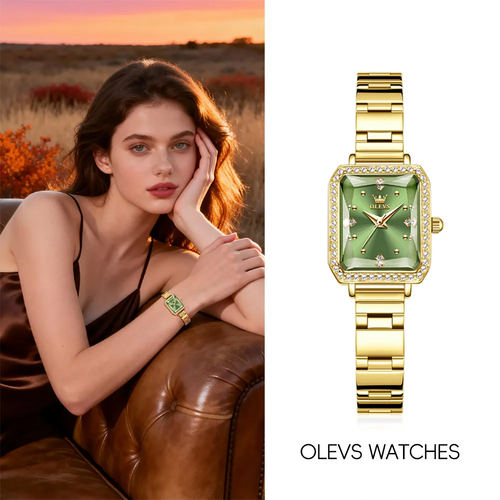 OLEVS 5688 Ladies' Quartz Watch Luxury Diamond Watch Gold Stainless steel Fashion Square Watch