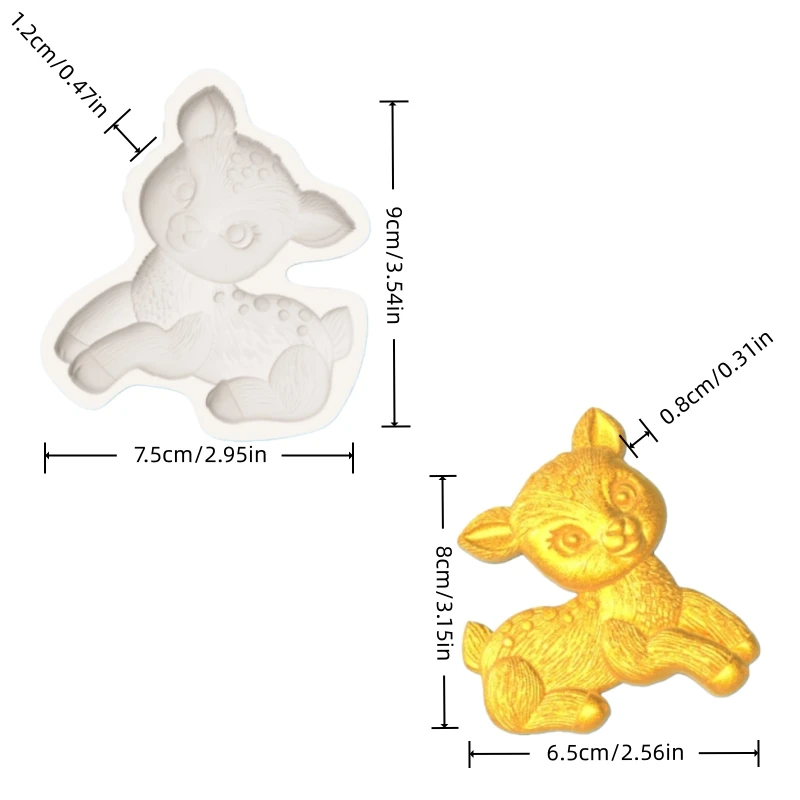 Lying Deer Silicone Mold, Vivid Spotted Deer Design, Silicone Material Chocolate Fondant Making Mold