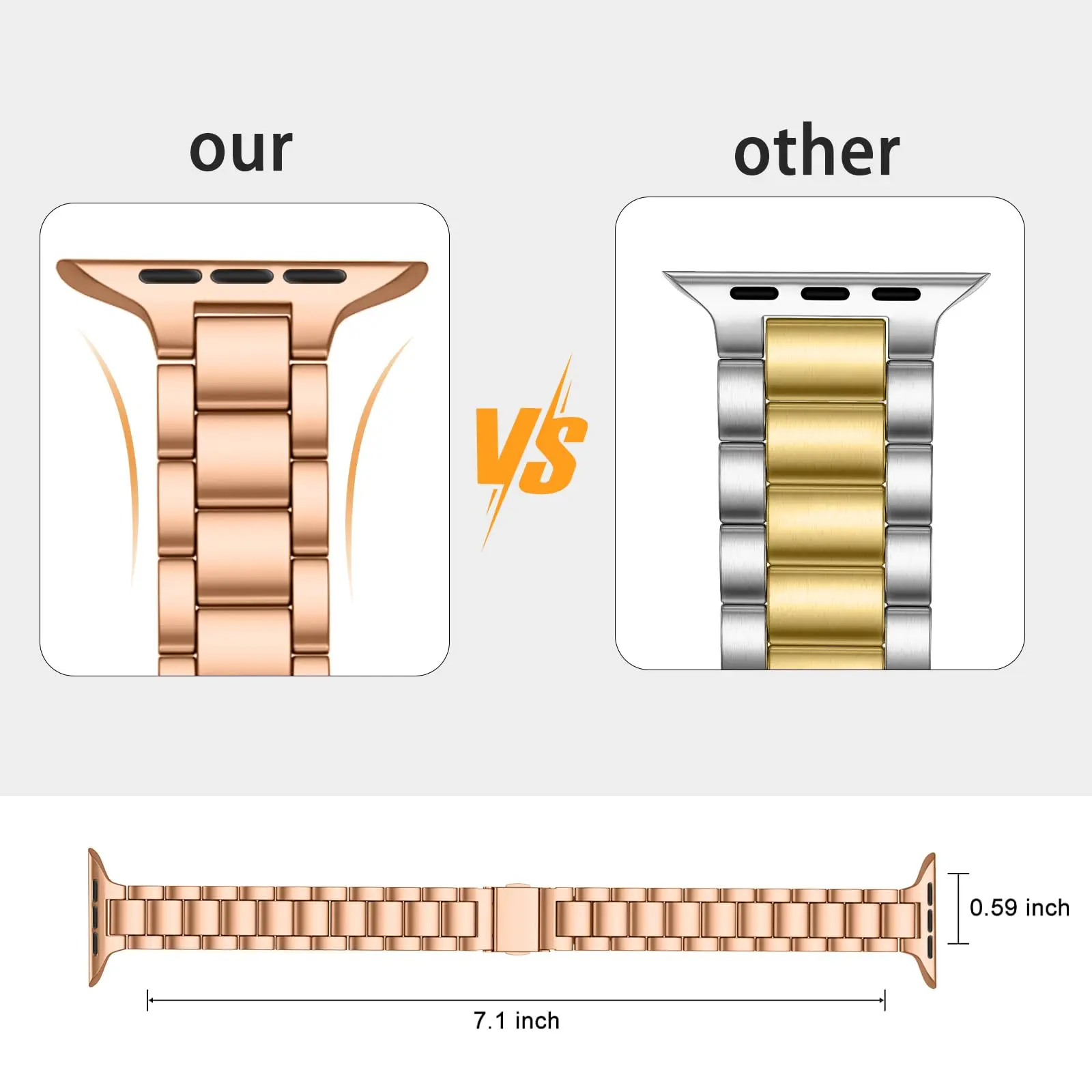 Ремешок из нержавеющей стали для Apple Watch Series 10 9 8 7 46 мм 45 SE 6 42 44 мм 41 мм 38 40 Металлический браслет для iWatch Ultra2 49 мм