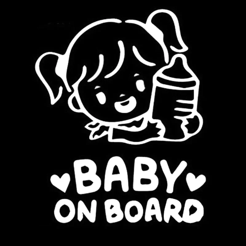 JPCT cartoon cute little girl holding bottle sticker for baby stroller, bus waterproof graffiti ethyl thin sticker 16cmx12.7cm