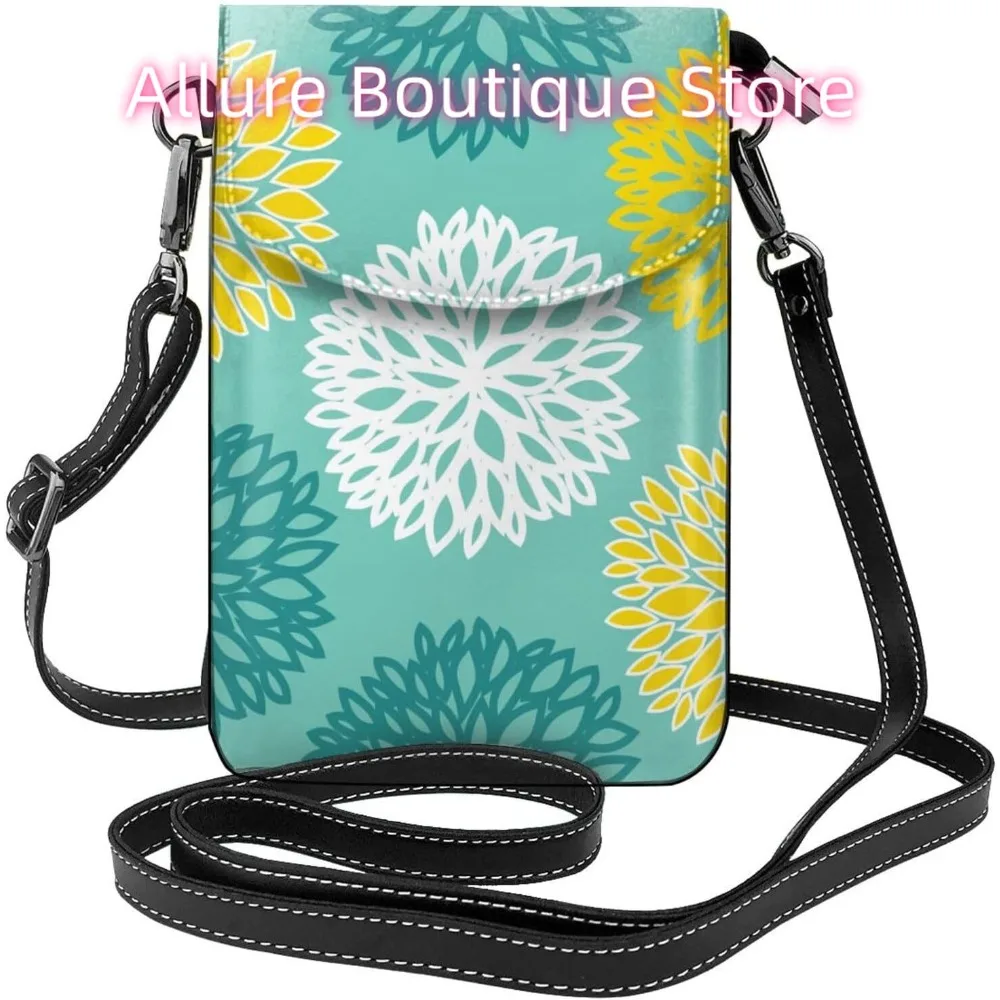Cute Vintage Flowers Crossbody Bag for Women PU Leather Small Travel Cell Phone Pouch Lightweight Mini Phone Purse Wallet Cross