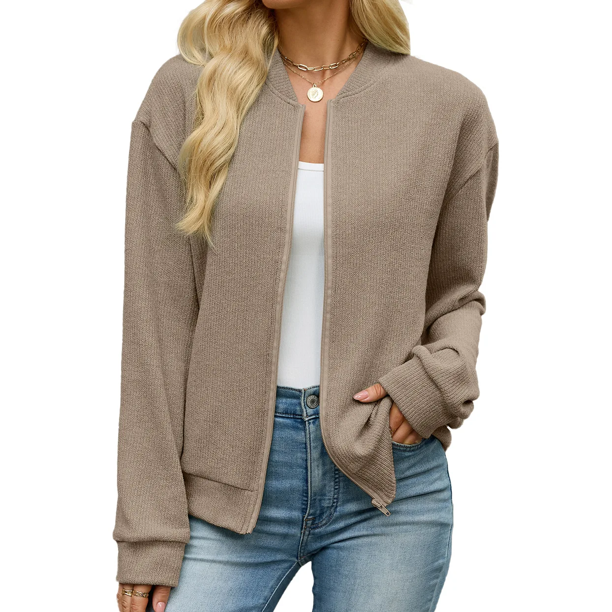 Women's Autumn/Winter Zipper Loose Long Sleeve Jacket