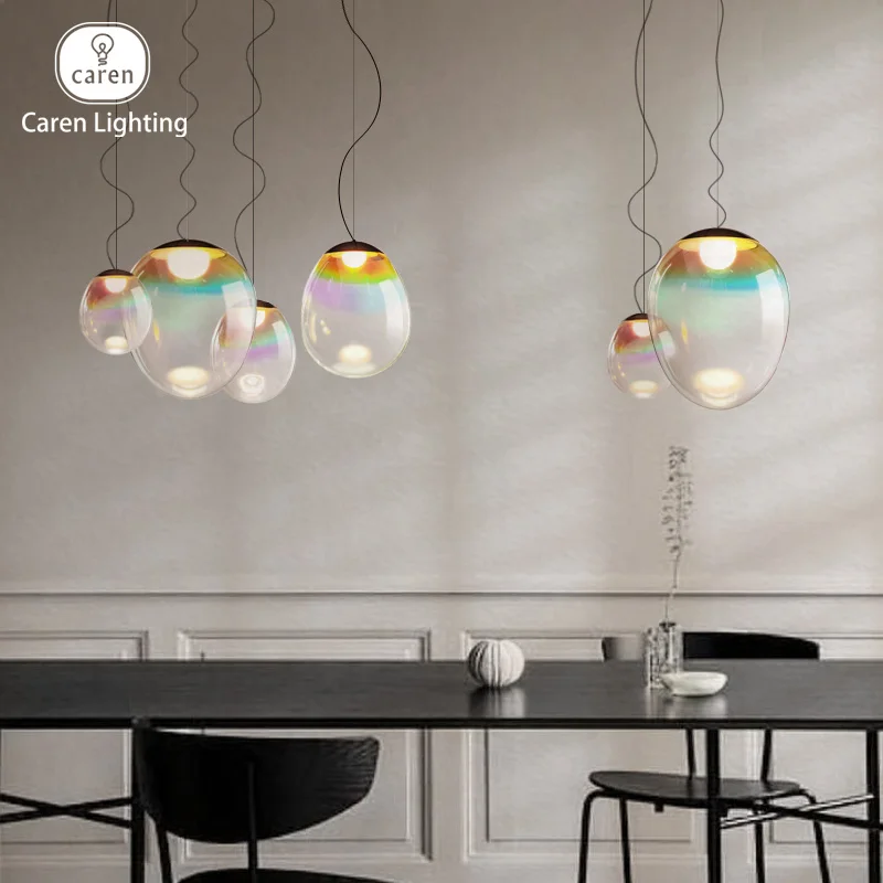 Caren Lighting italian glass pendant light suspension chandelier children blow bubbles glass shade will display a colorful halo