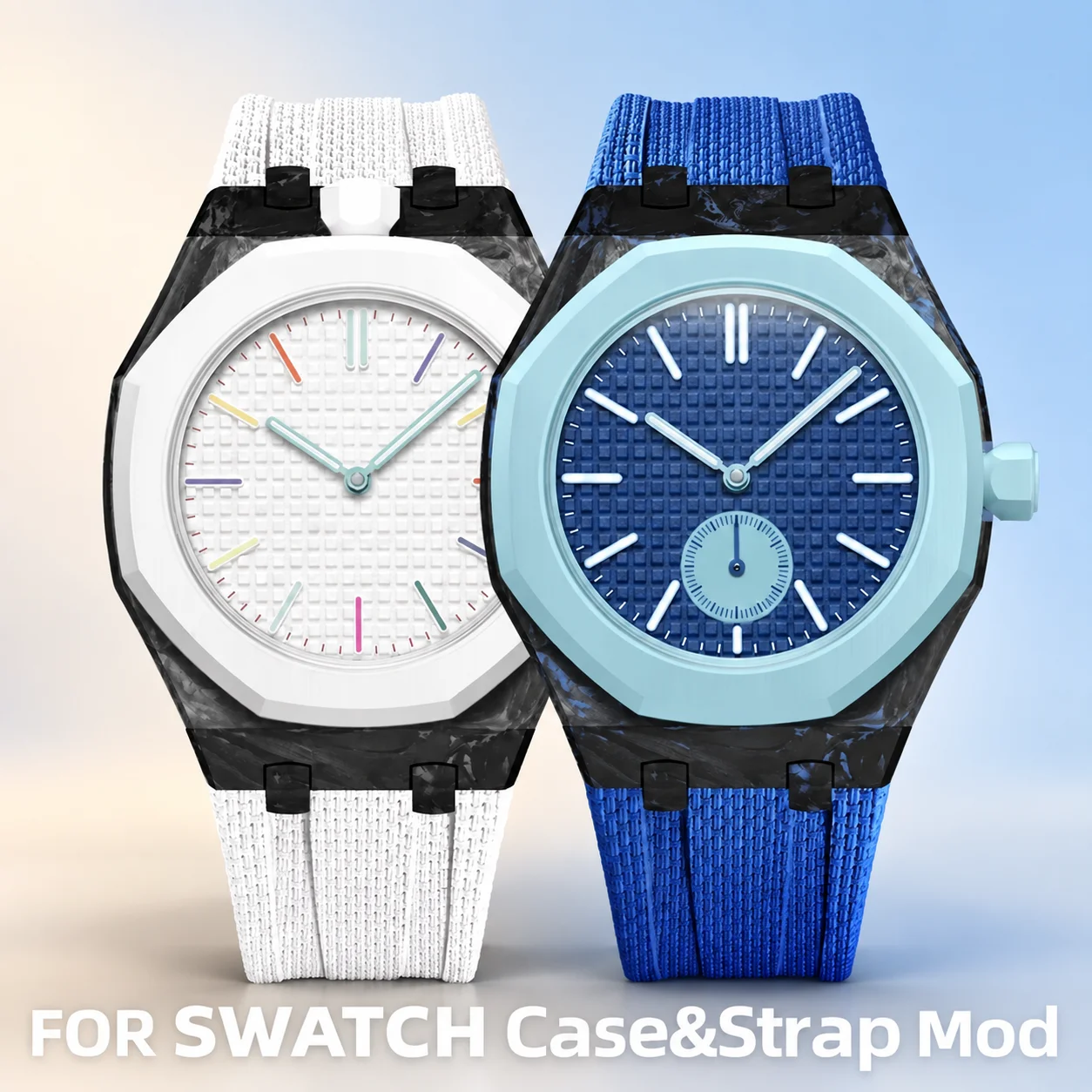 High-quality Carbon Fiber Case + Fluororubber Straps, Mod Kit For Swatch Band Collection Bracelet Luxury Changer To Wristwatch