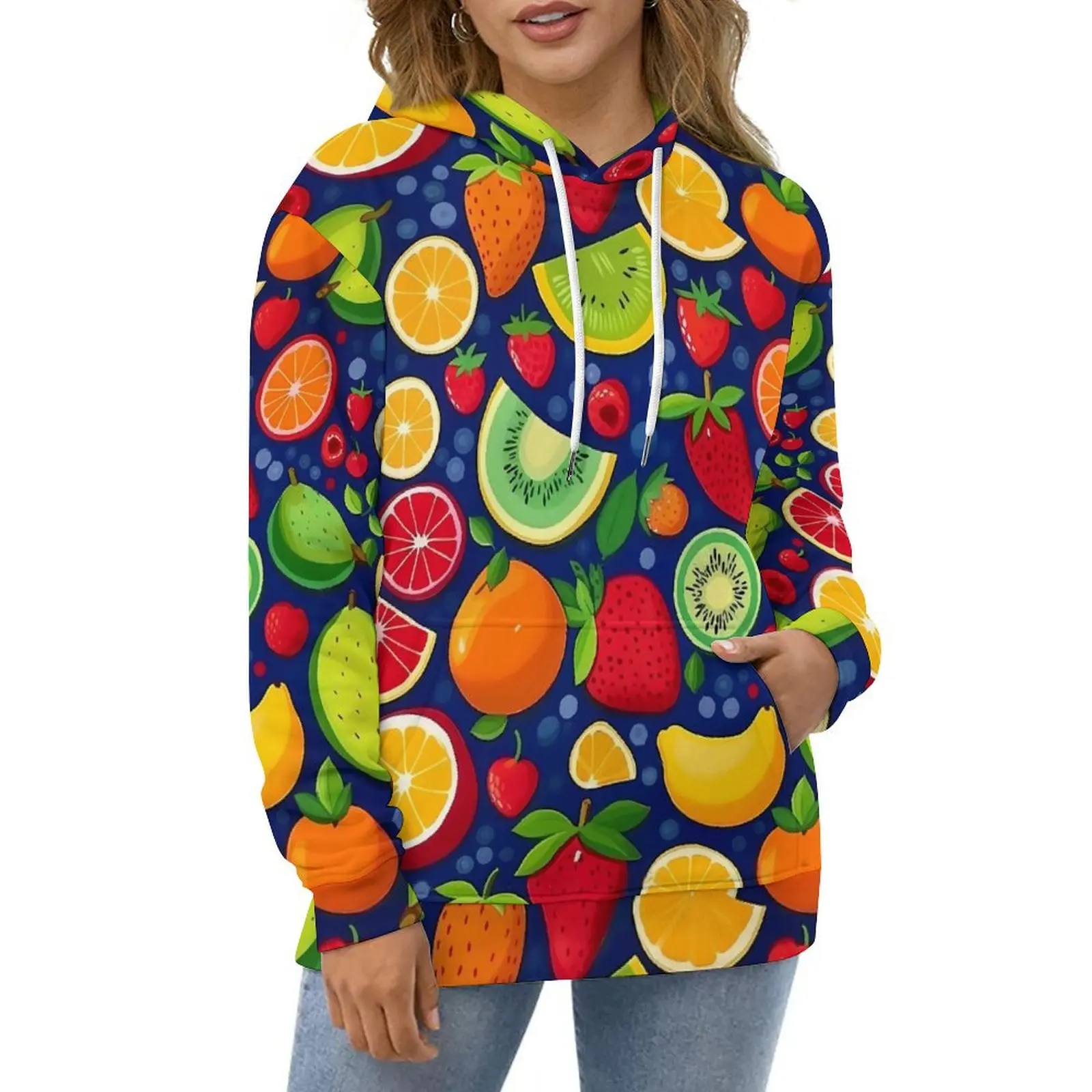 

Tropical Floral Print Hoodies Long Sleeve Colorful Fruits Casual Hoodie Spring Hip Hop Oversized Graphic Loose Sweatshirts