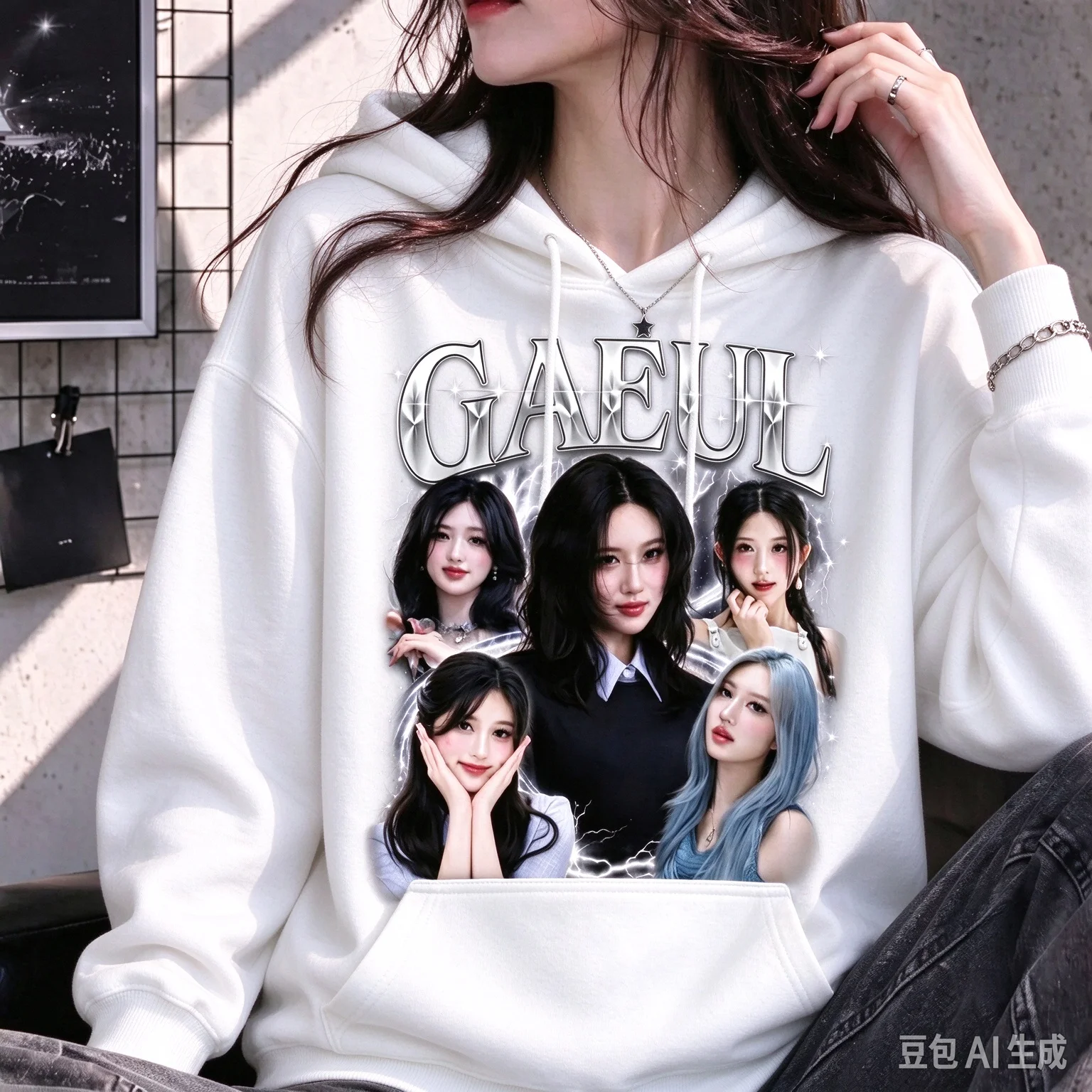 2026 Gaeul Retro Boots Hoodie IVE Member Gaeul Portrait Pattern Hoodie Sportswear Kpop Fan Merch