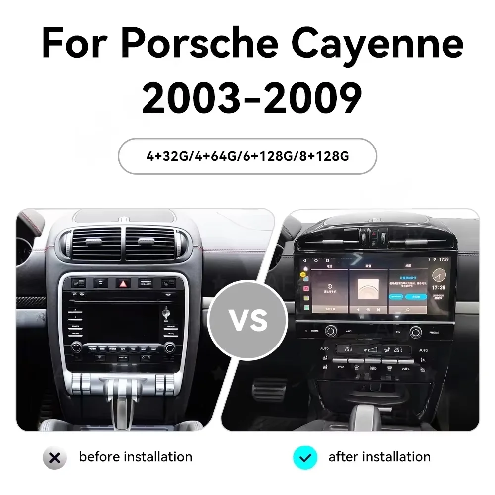 12.3 INCH Car Accessories Android Autostereo For Porsche Cayenne 2003 2004 2005 2006 2007 2008 2009 GPS Navigation Radio Stereo