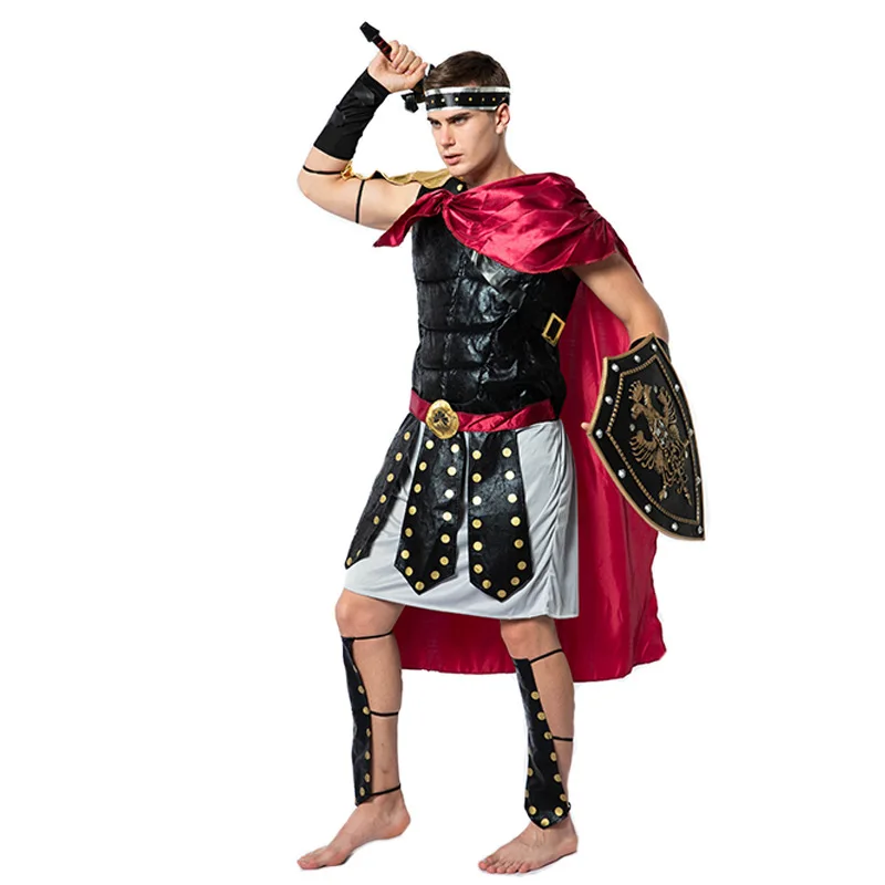 2020 Nuovo loween Guerriero Romano Gioco di ruolo Costume Abiti da prestazione per uomo Costume di scena per soldato romano di grandi dimensioni