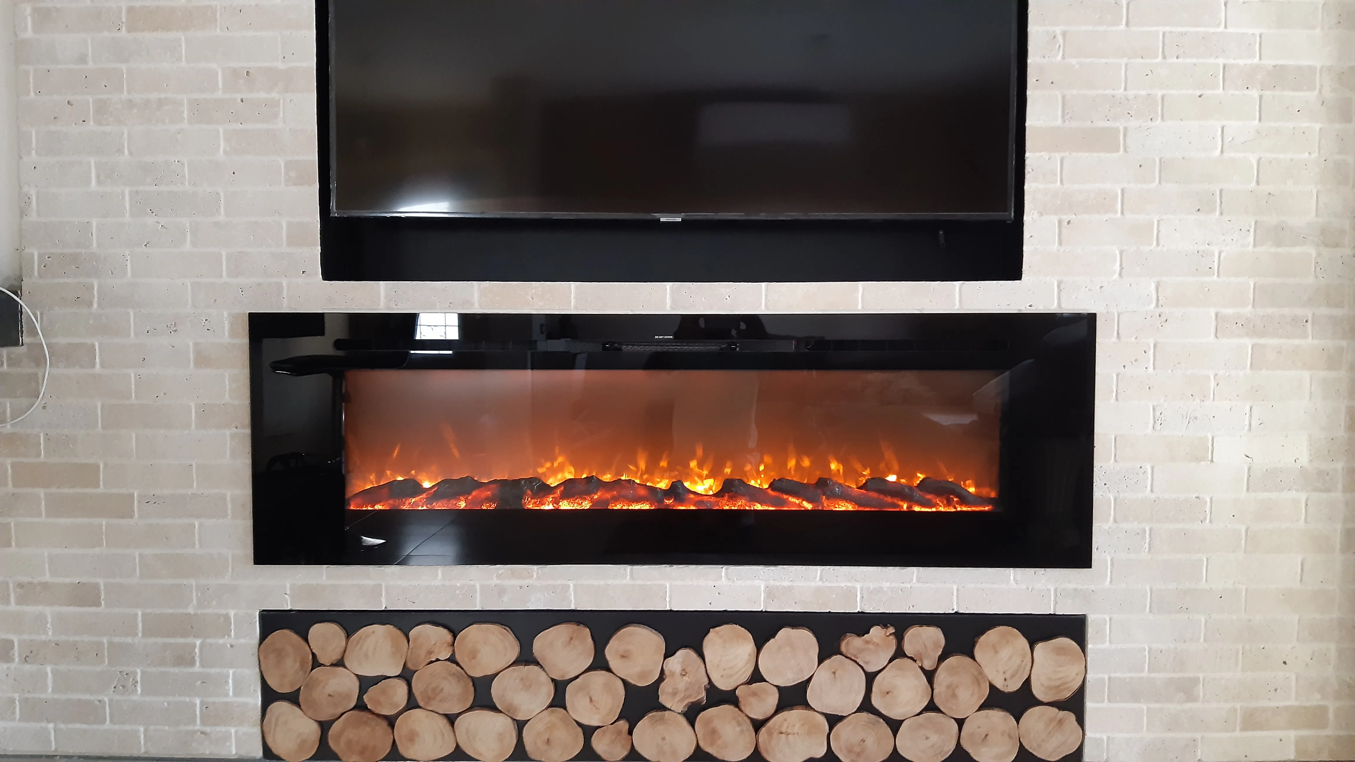 Adjustable Brightness Remote Control English Language Household Hotel 1280mm Wall Mounted Electric Fireplace Log Crystal Flame