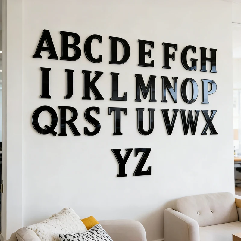 10CM 15CM 20CM English Letters Wall Sticker Acrylic Black Wall  Arabic Numerals Sticker Decals Self-Adhesive Home Party Decor