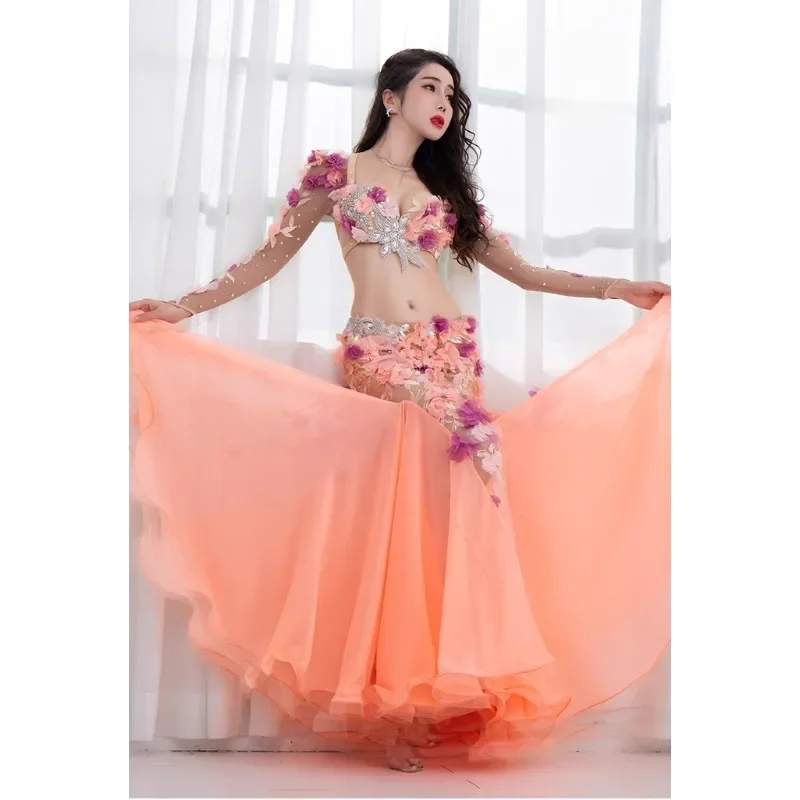 Customized Belly Dance Costume Performance Costume Long Skirt Sexy Suit Belly Dancing Bra Exotic Dancewear Indian Clothes Women
