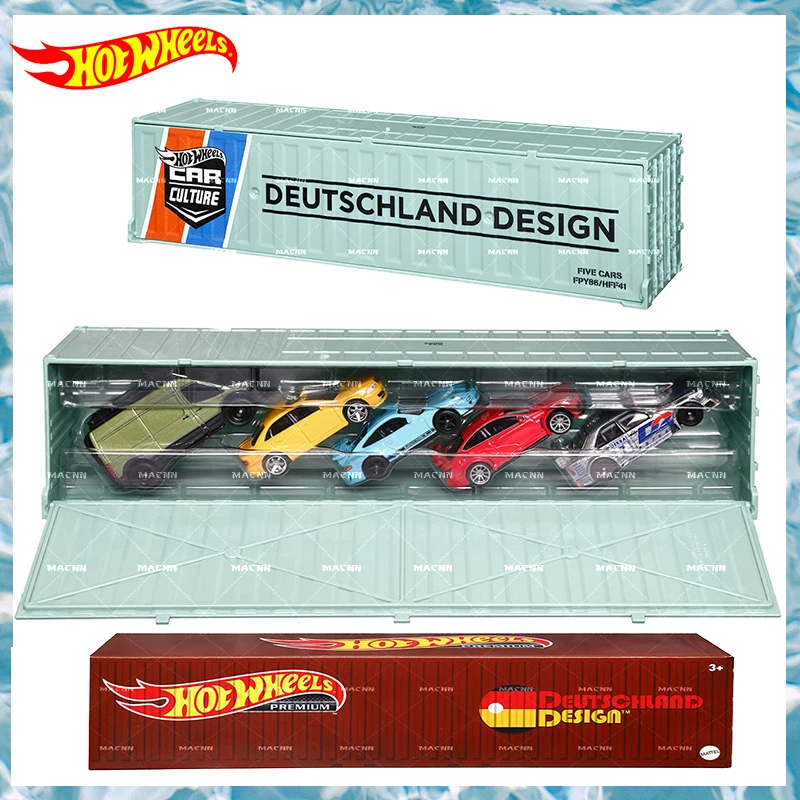 Original Hot Wheels Premium Car Models German Culture Deutschland Design Benz Diecasts Toys for Boys Vehicles 1:64 Container Box