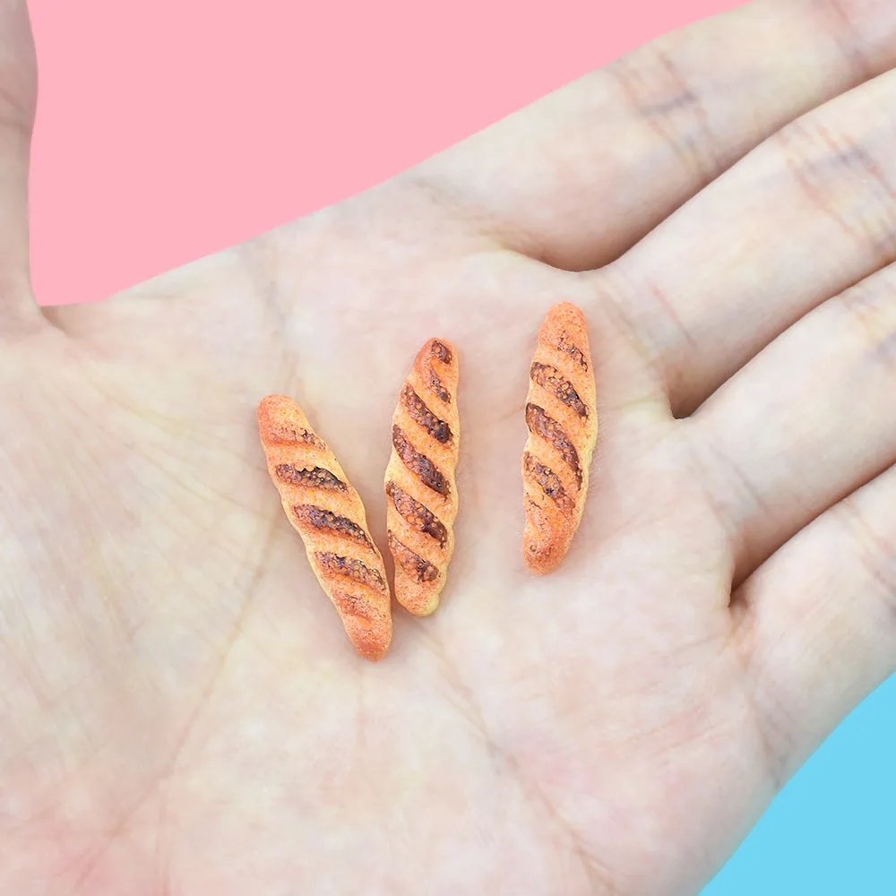 5pcs 1:12 Mini French Bread Long Toast Dollhouse Miniature Resin Food Play Props Hand Diy Doll Accessories Home Decor Figurines