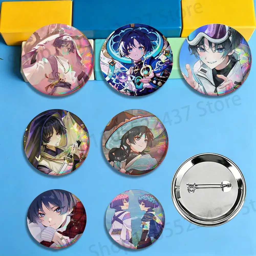 Wanderer G-Genshin I-Impact Badges Pins Button Custom Anime Role Old-school Brooches Cartoon Collar Gifts