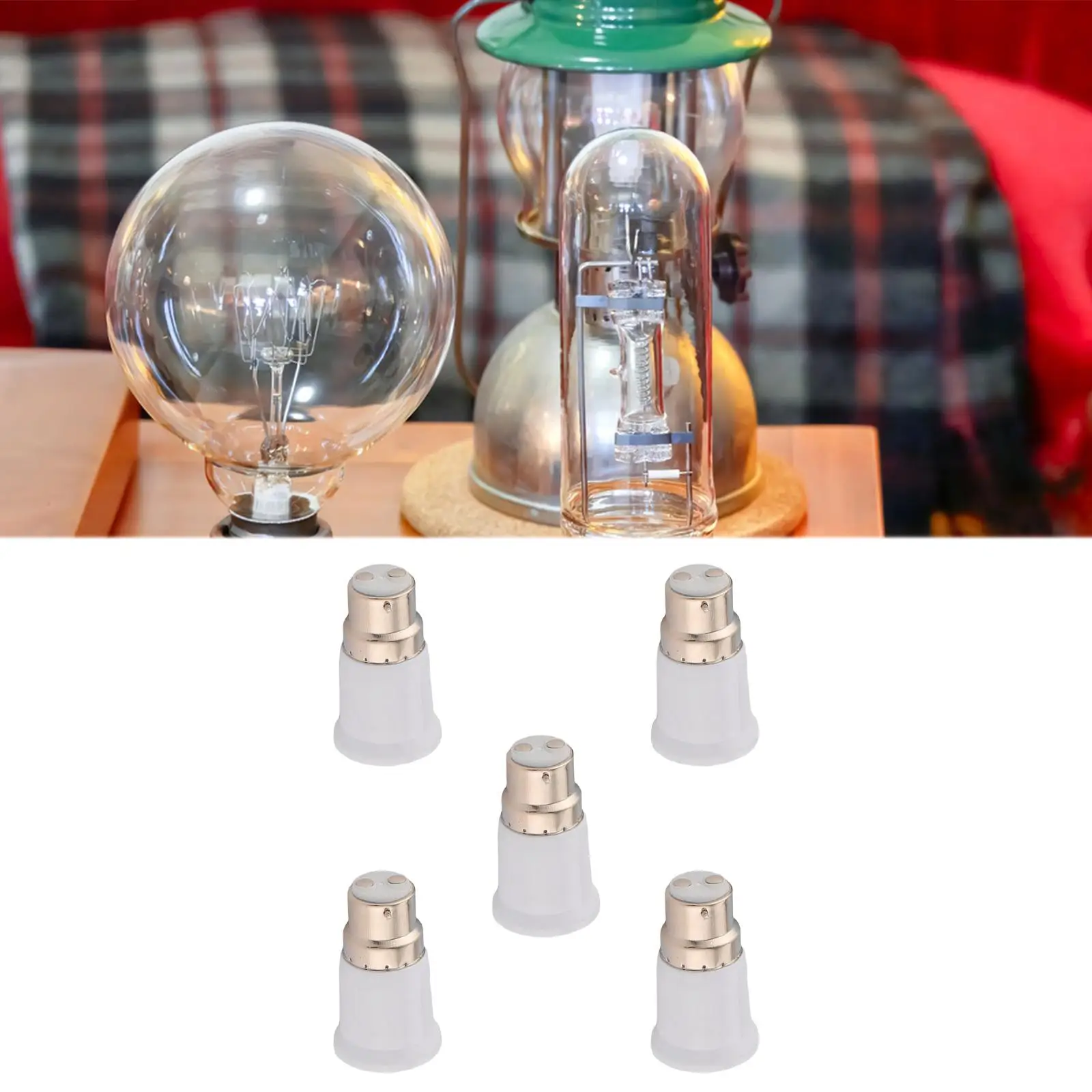 

5 Pieces B22 to E27 Light Socket Adapter Bayonet to Screw Practical Easy to