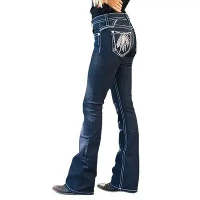 

Женские джинсы Ele Fit, высокоэластичные хлопковые джинсы с принтом и талией, лето 2023, модные длинные брюки, женская одежда