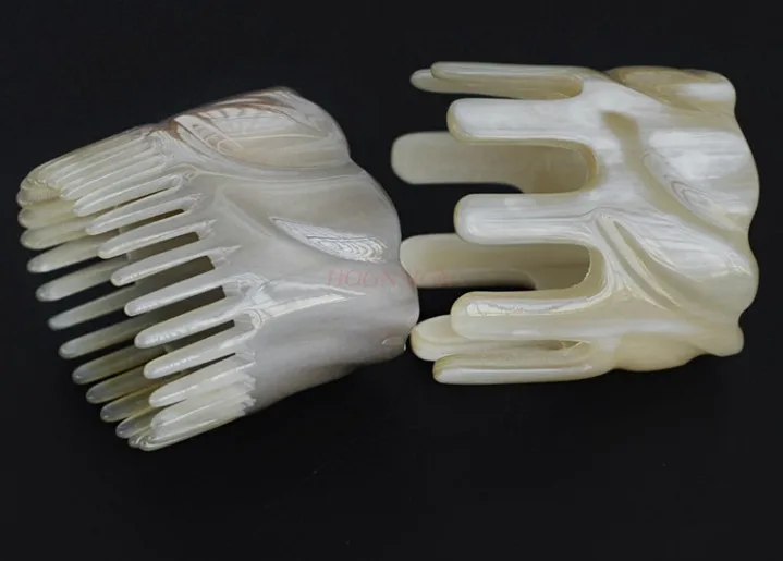 Natural Pattern Yak Horn Comb Head Acupoint Massage Shampoo Comb Horn Shampoo Brush